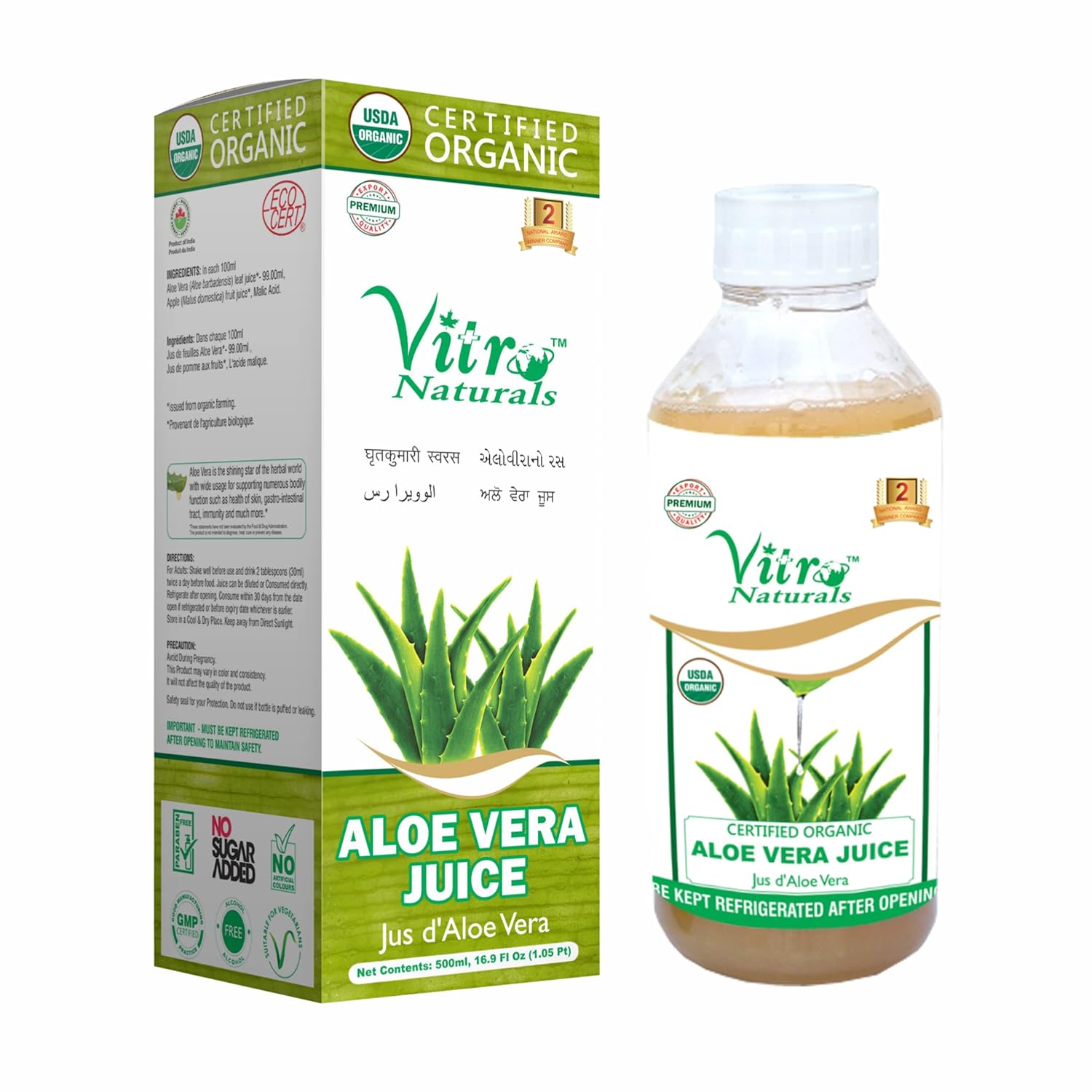 Vitro Organic AloeVera Juice 500mlx12